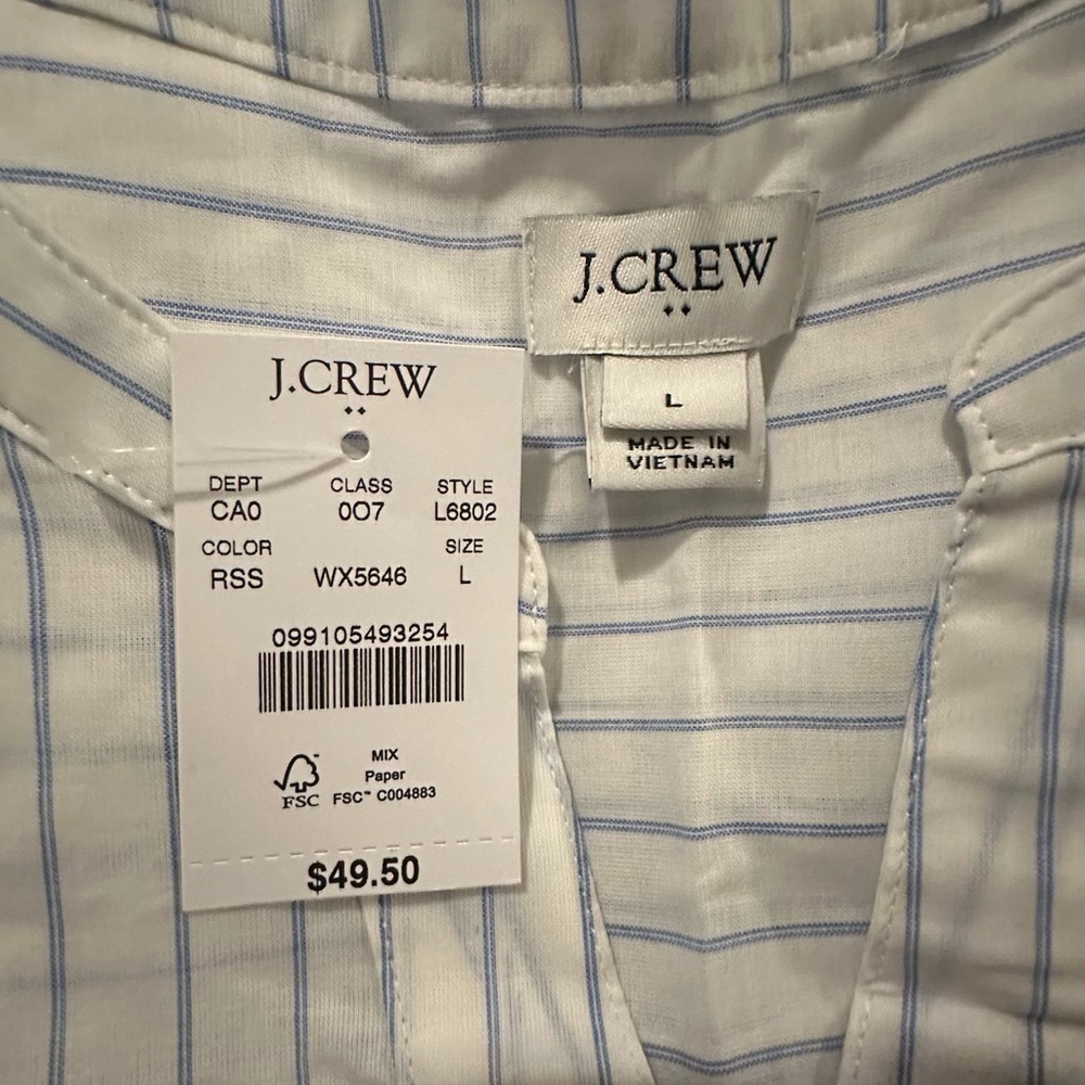 J Crew short sleeve button down v neck tie front top - Picture 3 of 8